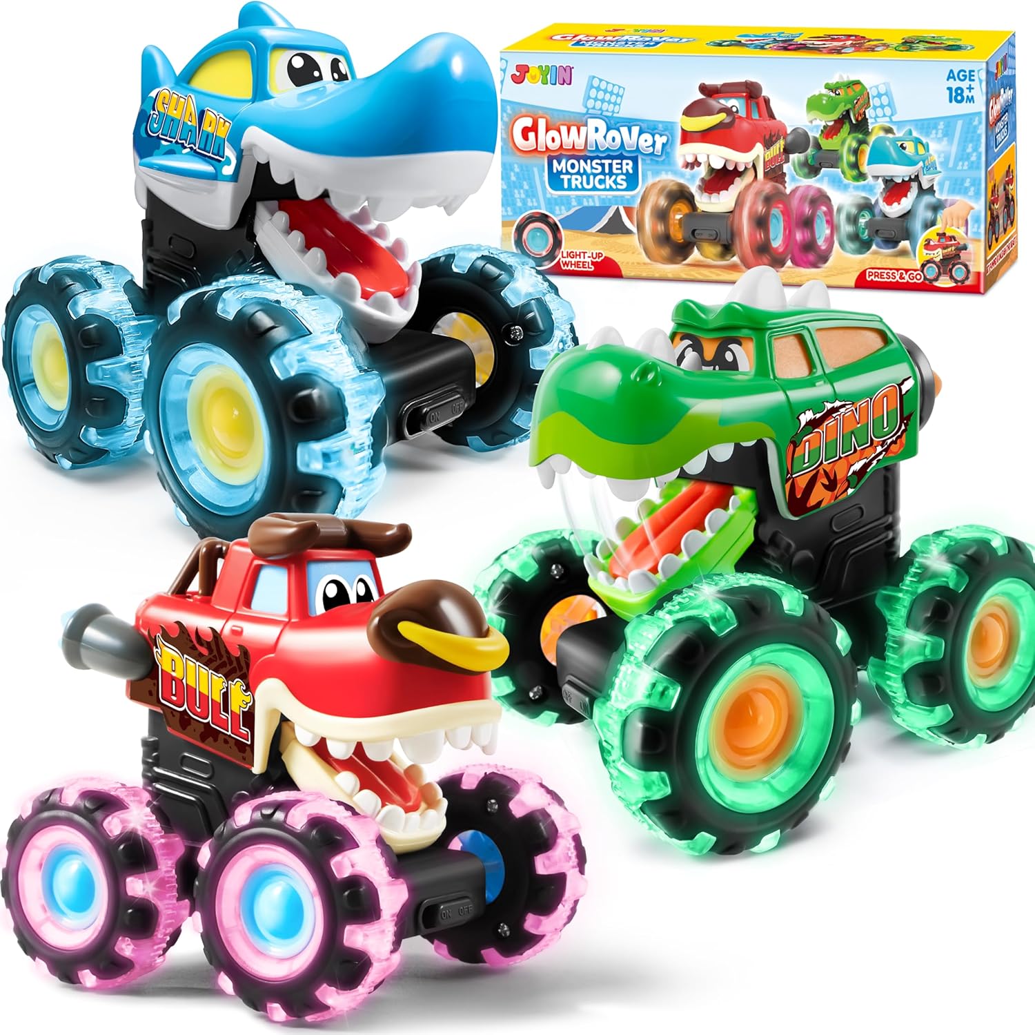 JOYIN™ Monster Truck Set med lysande hjul och djurdesign🚗
