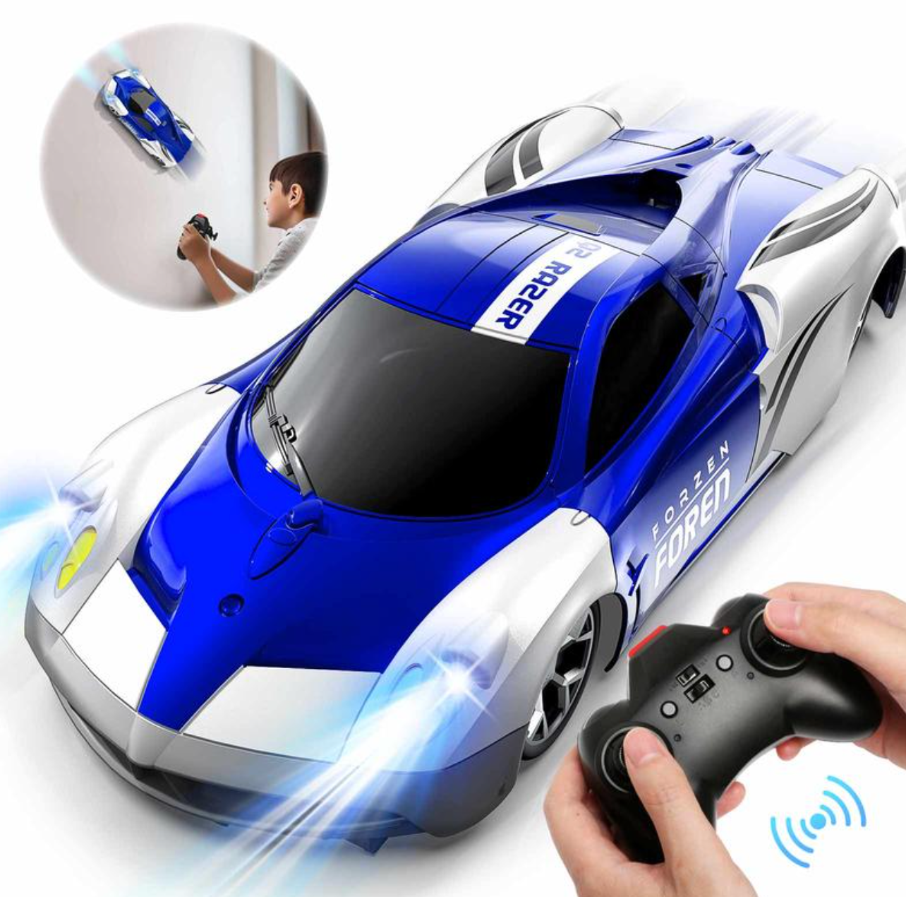 Fjärrstyrd Väggklättrande Bil med LED-ljus – Häftig Racingbil för Barn (2–13 år)