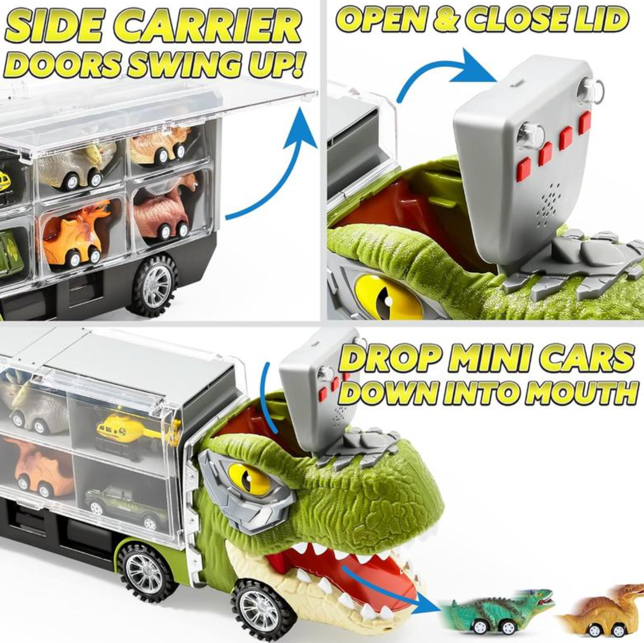 Äventyr på Hjul – Dinosaurie Transportlastbil med 12 Pull-Back Bilar